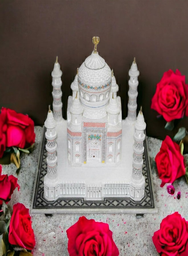 Pooja Creation White Marble 6 inch Taj Mahal Sculptures for Home Decoration - Image 1